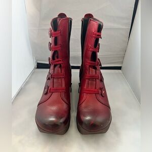 Jafa | Handmade Distressed Platform Clog Boots Red size 40